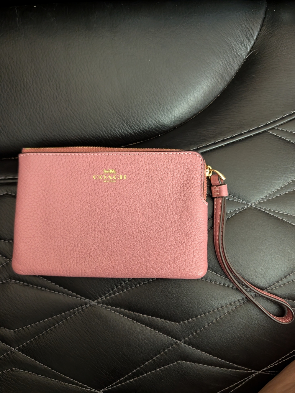 Coach Rose Pink Pebbled Leather Wristlet